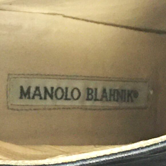 MANOLO BLAHNIK Black Leather Point Toe Ankle Boots  💋 SIZE 38 - Picture 13 of 16